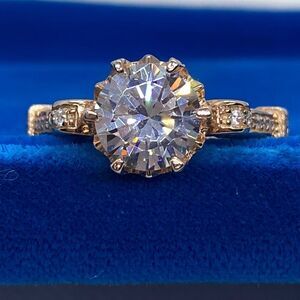 💛 925 Rose Gold Plated Fancy CZ Engagement Ring